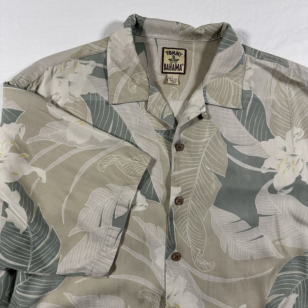 Tommy Bahama Shirt Men's Large Tropical Rum‎ Silk Loop Collar Resort Wear